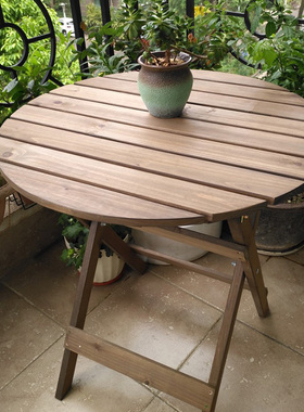 阳台小圆桌椅小户型家用现代简约复古折叠桌餐桌三件套实木小茶几