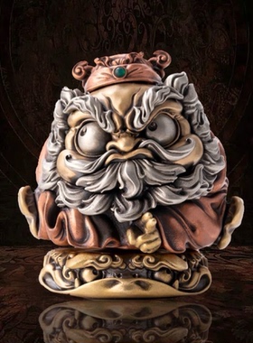 平安吉物原创钟馗摆件国风防小人办公室桌面装饰品镇宅铜手把件