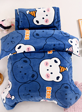 儿童被套120x150cm100幼儿园130单件110×140珊瑚绒牛奶被罩冬季