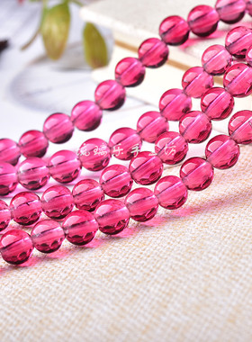 琉璃散珠碧玺玫红色手工圆珠 diy配手串发簪饰品材料8101214毫米