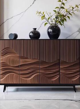 中古风雕刻玄关柜北欧风入户正对门鞋柜客厅储物柜落地式艺术边柜