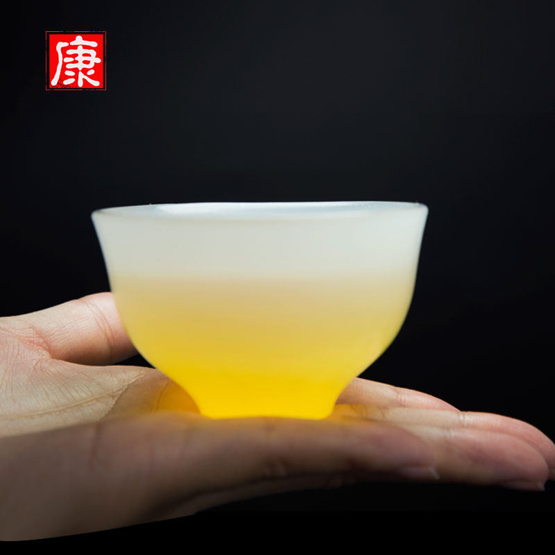 琉璃玉小白碗家用小酒碗古典复古茶碗仿玉茶碗玉茶杯纯手工个性