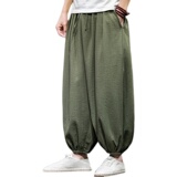 2025夏季新款男装风宽松休闲裤大码棉麻冰丝阔腿裤子K90-P55，男装休闲裤，电商B277(原6028)