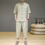 夏新款男风天丝套装刺绣冰丝两件套短袖+短裤灰墙卡其A20，男装套装，电商B277(原6028)