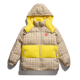 2026冬季新款格子爱心徽章可拆卸帽面包服保暖棉衣外套GM10-P125，男装棉衣，电商B277(原6028)