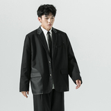 2026秋季新款日系原创牛仔拼接西服外套黑GX12-P145，男装西服，电商B277(原6028)