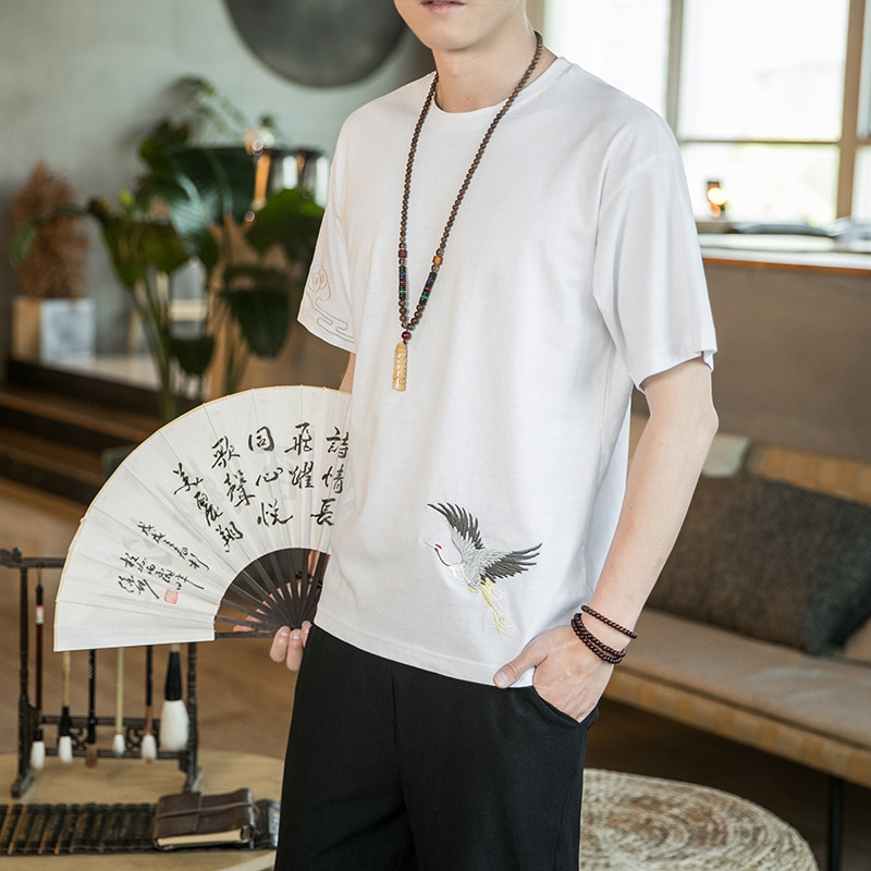 2025春季新款男风棉刺绣短袖上衣透气T恤T18-P45 咖啡厅图片