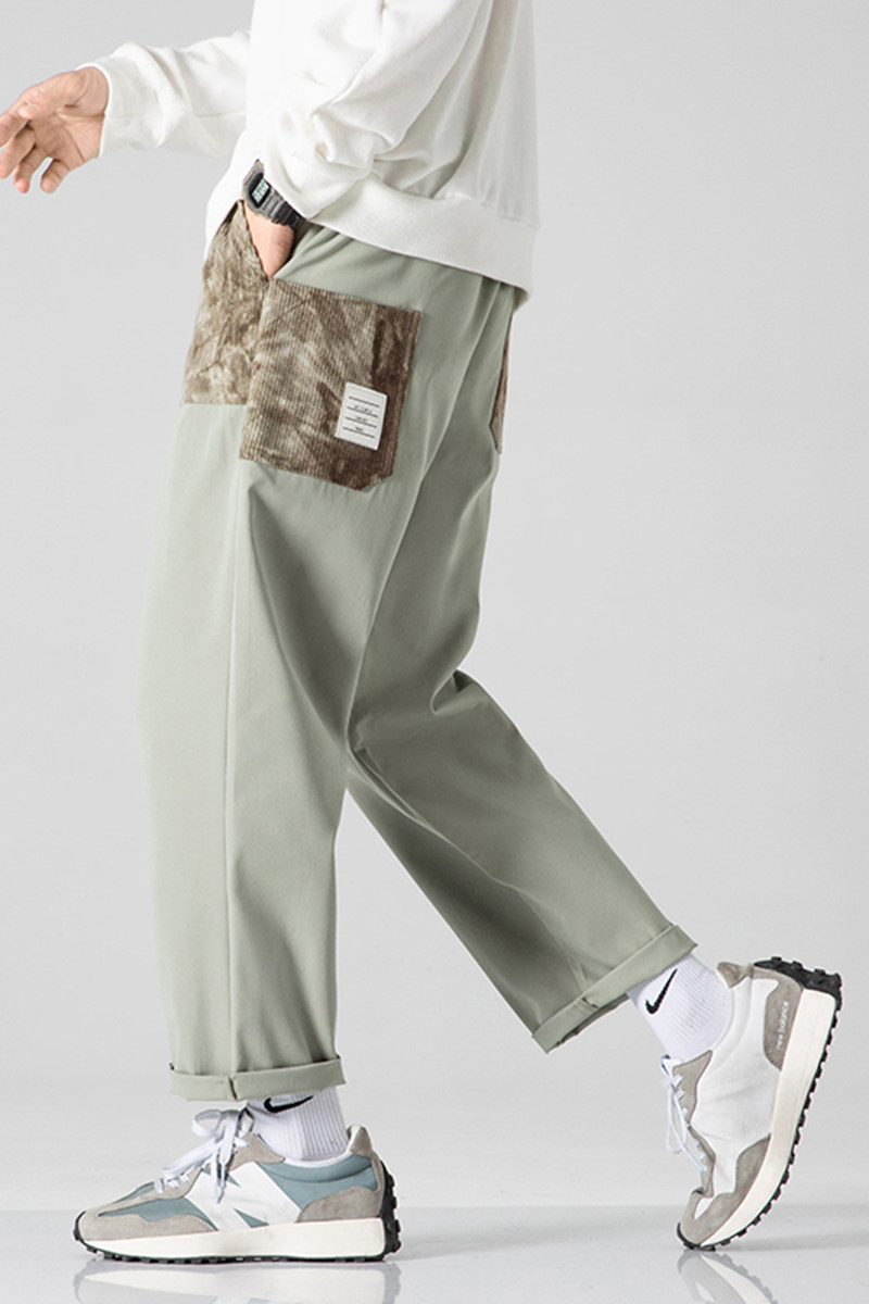2025春季新款日系宽松百搭拼接扎染无影墙大码休闲裤绿GK01-P55,男装休闲裤,电商B277(原6028)