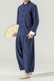 2025春夏季新款男风复古棉麻长袖盘扣两件套白墙藏青A16-P85，男装卫衣，电商B277(原6028)