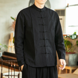 2021春季新款男装中国风衬衫中式盘扣唐装外套汉服上衣蓝C06-P70，男装衬衫，电商B277(原6028)