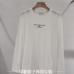 歐洲站2025秋季 ph23時尚 百搭圓領字母印花長袖 T恤上衣 新款