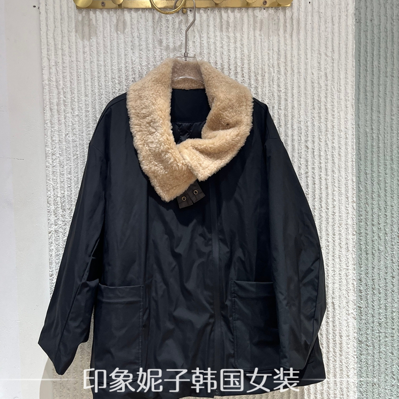 欧洲站2025冬季新款ph23时尚毛领宽松口袋保暖鹅绒派克服外套1780