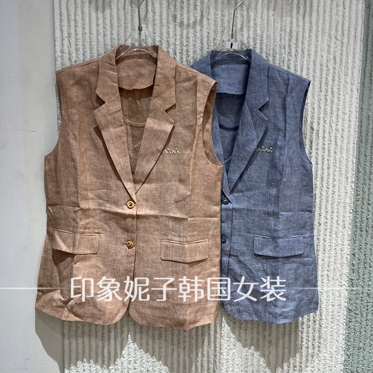 现货欧洲站2026夏季新款简约百搭纽扣无袖女装马夹106