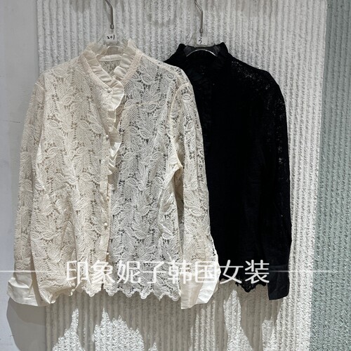 欧洲站2026秋季荷叶边长袖衬衫