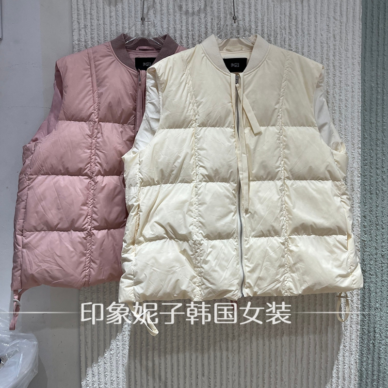 欧洲站2025冬季新款ph23时尚无袖立领拉链短款白鸭绒羽绒马甲1753