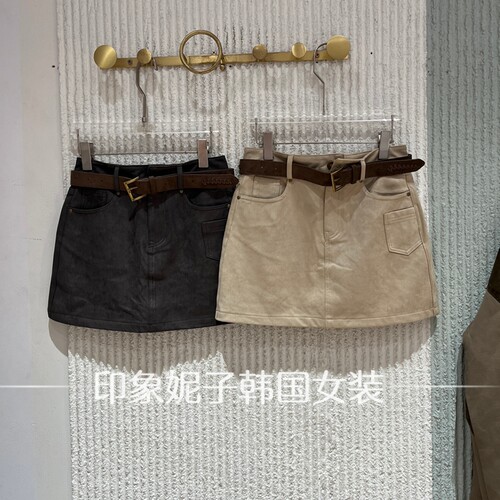 欧洲站秋季新款仿皮A字短裙