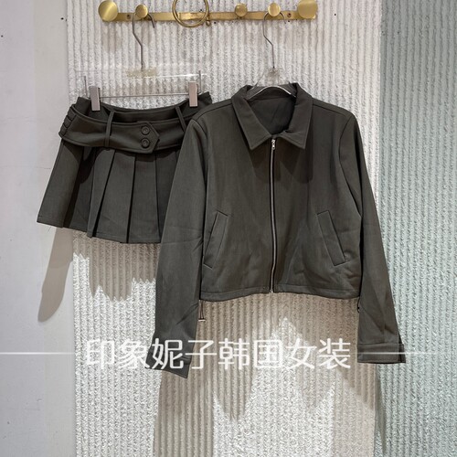 欧洲站秋新翻领短款显瘦外套女