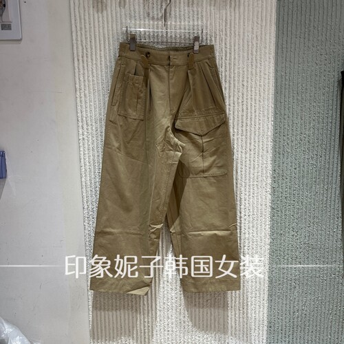 PH23卡其多口袋宽松工装裤女