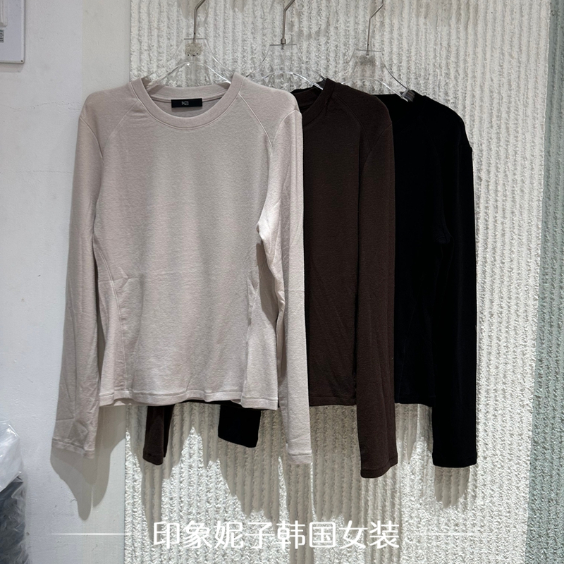 欧洲站2025冬季新款ph23时尚圆领显瘦百搭长袖打底衫T恤上衣1783