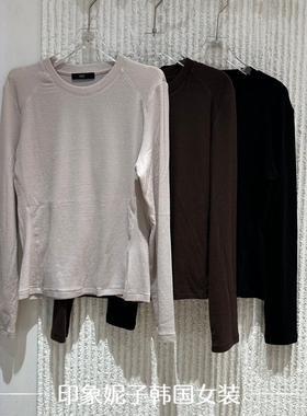欧洲站2025冬季新款ph23时尚圆领显瘦百搭长袖打底衫T恤上衣1783