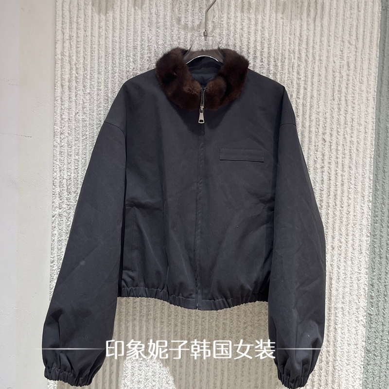 欧洲站2025冬季新款ph23时尚水貂毛领拉链短款鹅绒羽绒服外套1822