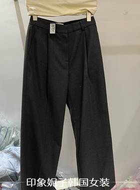 韩国进口现货2025通勤简约风高腰显瘦休闲裤女宽松百搭长裤35013