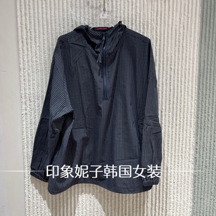 现货欧洲站2026夏季新款休闲宽松拉链格子长袖女装短外套