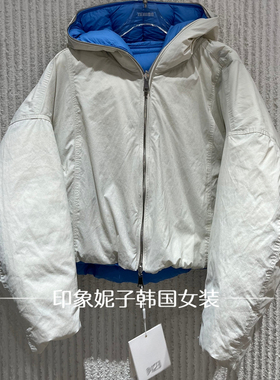 欧洲站2025冬季新款ph23时尚拼色两面穿连帽羽绒服白鹅绒外套6388