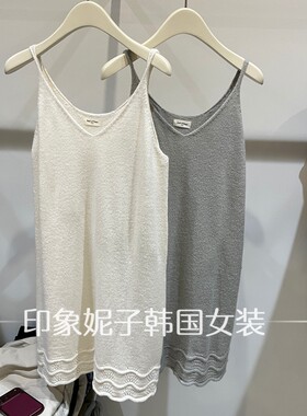 韩国进口秋新V领针织吊带连衣裙