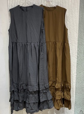 现货欧洲站夏季无袖蛋糕裙连衣裙