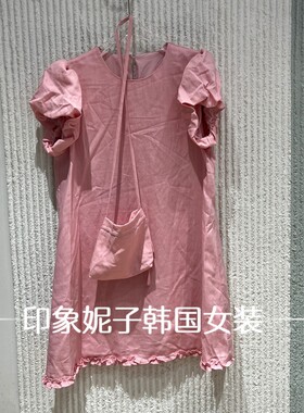 欧洲站夏季泡泡袖蝴蝶结连衣裙