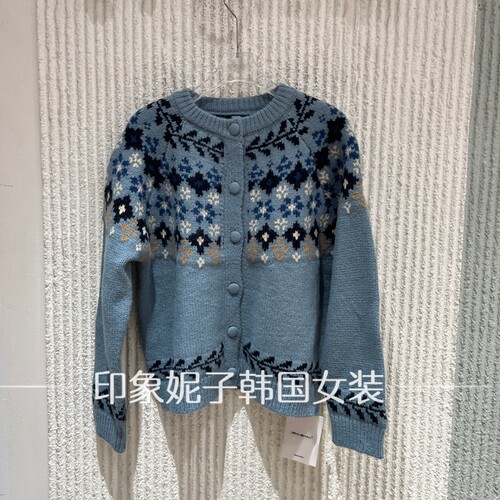 欧洲站复古提花针织开衫女