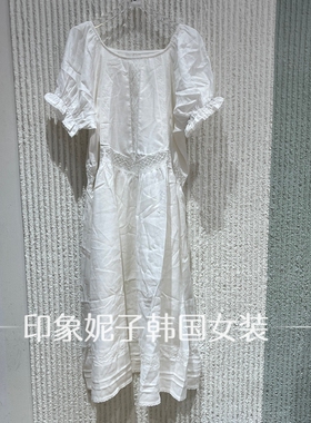 现货欧洲站2026夏季新款蕾丝镂空连衣裙女收腰少女裙68988
