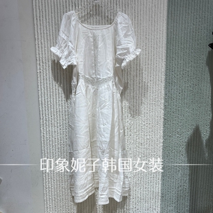 现货欧洲站2026夏季新款蕾丝镂空连衣裙女收腰少女裙68988