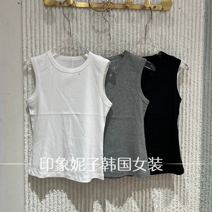 现货欧洲站2026夏新款时尚百搭圆领无袖背心女显瘦背心上衣666