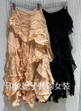 欧洲站2026夏季蛋糕荷叶边短裙