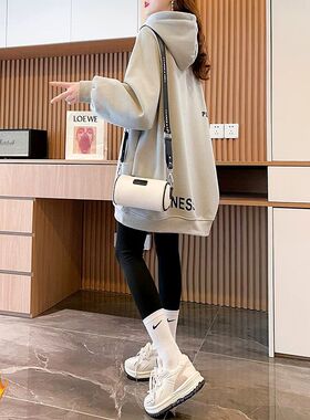 纯棉遮屁股新爆款上衣初高中学生加绒卫衣女春秋冬慵懒松弛感帽衫