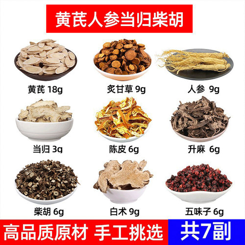 黄芪 甘草 人参 当归 陈皮 升麻 柴胡 白术 五味子中药材卜中益气 - 封面