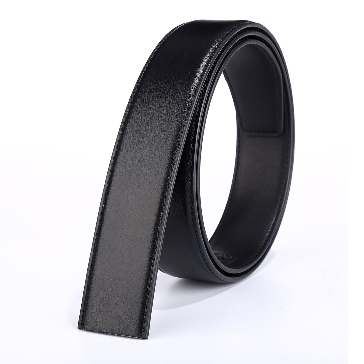 男士双面头层纯牛皮真皮带身无扣头牛皮自动扣不带头皮带光面单圈