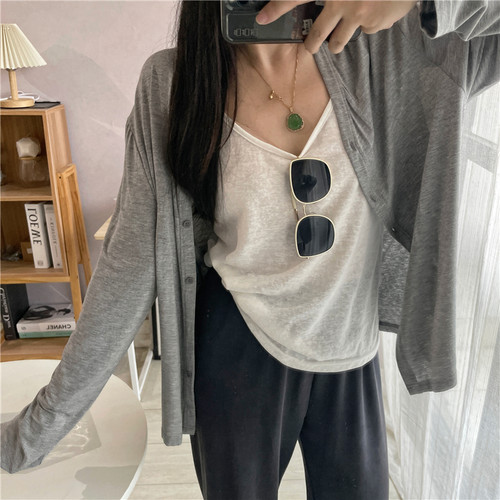 棉麻细吊带衫女慵懒百搭小背心