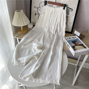 SA小树夏季舒适区 麻类透气松弛感显瘦高腰裙裤韩系阔腿休闲裤潮