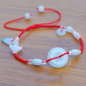 天然翡翠玉脚链女红绳足链本命年性感细脚绳手工编织生肖马年新款