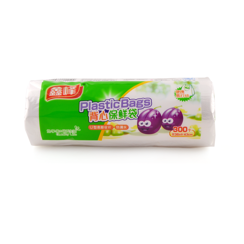 鑫峰食品级背心保鲜袋家用连卷袋大号点断式35*43cm 300只装1500