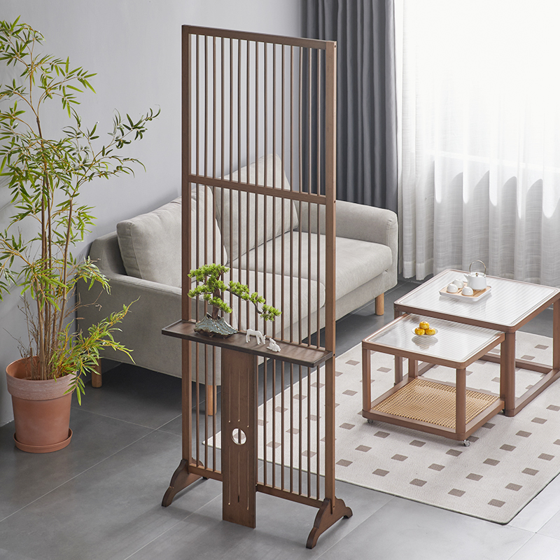 屏风隔断客厅玄关入户现代中式移动遮挡装饰家用卧室分割格栅座屏