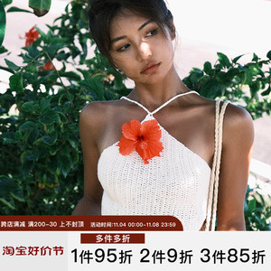 BEARUN SWIM 挂脖吊带上衣女2023夏季新款绑带辣妹针织背心