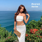 BEARUN 挂脖抹胸上衣半身裙两件套 女2025新款 SWIM 海边度假风套装