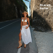 BEARUN 白色蛋糕裙长裙度假风裙子 新款 SWIM 棉麻半身裙女2025夏季