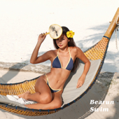 度假风挂脖比基尼2025新款 BEARUN SWIM 海边沙滩小胸聚拢分体泳衣