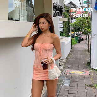 女2026新款 辣妹套装 鱼骨胸衣抹胸上衣半身裙两件套 SWIM BEARUN