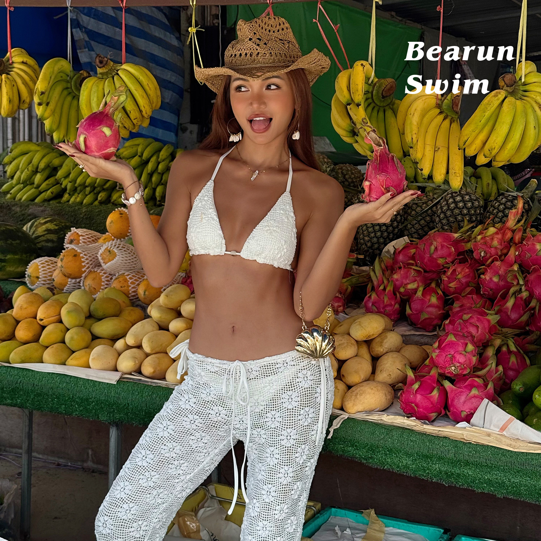 BEARUN SWIM 挂脖比基尼套装2026新款度假风泳装小胸聚拢分体泳衣